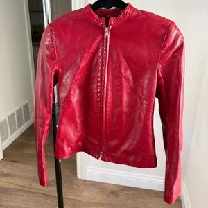 Danier - REAL LEATHER Jacket - Cherry Red - Size US 4-6